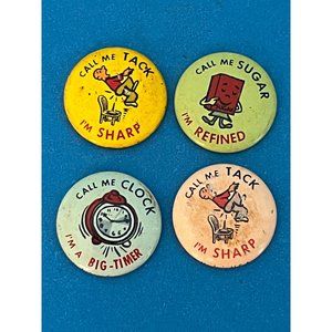 Vintage lot 4 "Call Me" Button Pin Pinback old various colors READ DESCRIPTION